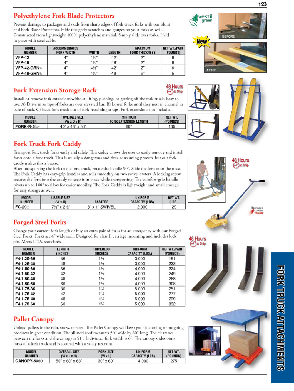 Fork Truck Attachments Catalog Page